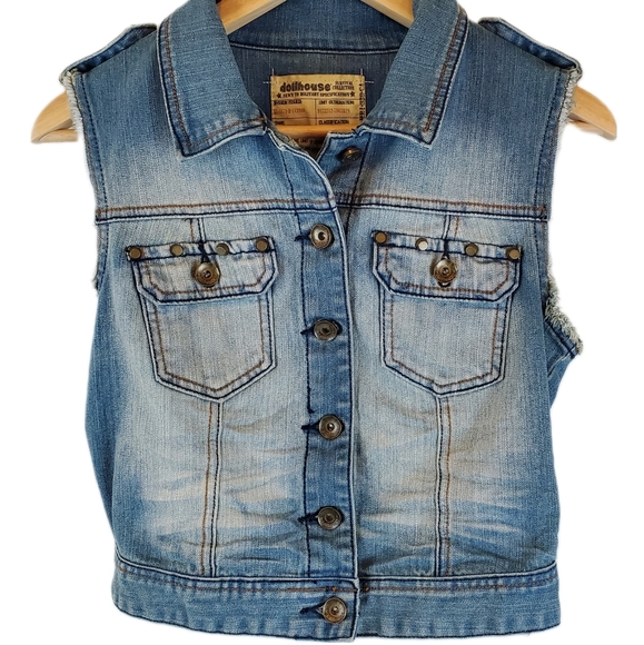 Dollhouse Jackets & Coats Dollhouse Cuttoff Sleeve Denim Jean